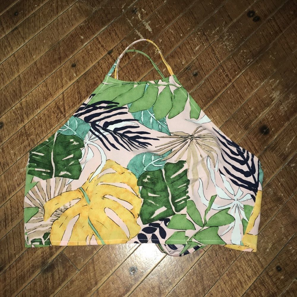 Forever 21 cropped palm tree halter top